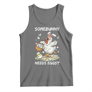 Funny Easter Chicken Bunny Ears Tank Top Somebunny Needs Eggs TS12 Black Heather Print Your Wear