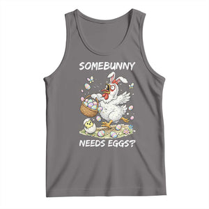 Funny Easter Chicken Bunny Ears Tank Top Somebunny Needs Eggs TS12 Deep Heather Print Your Wear