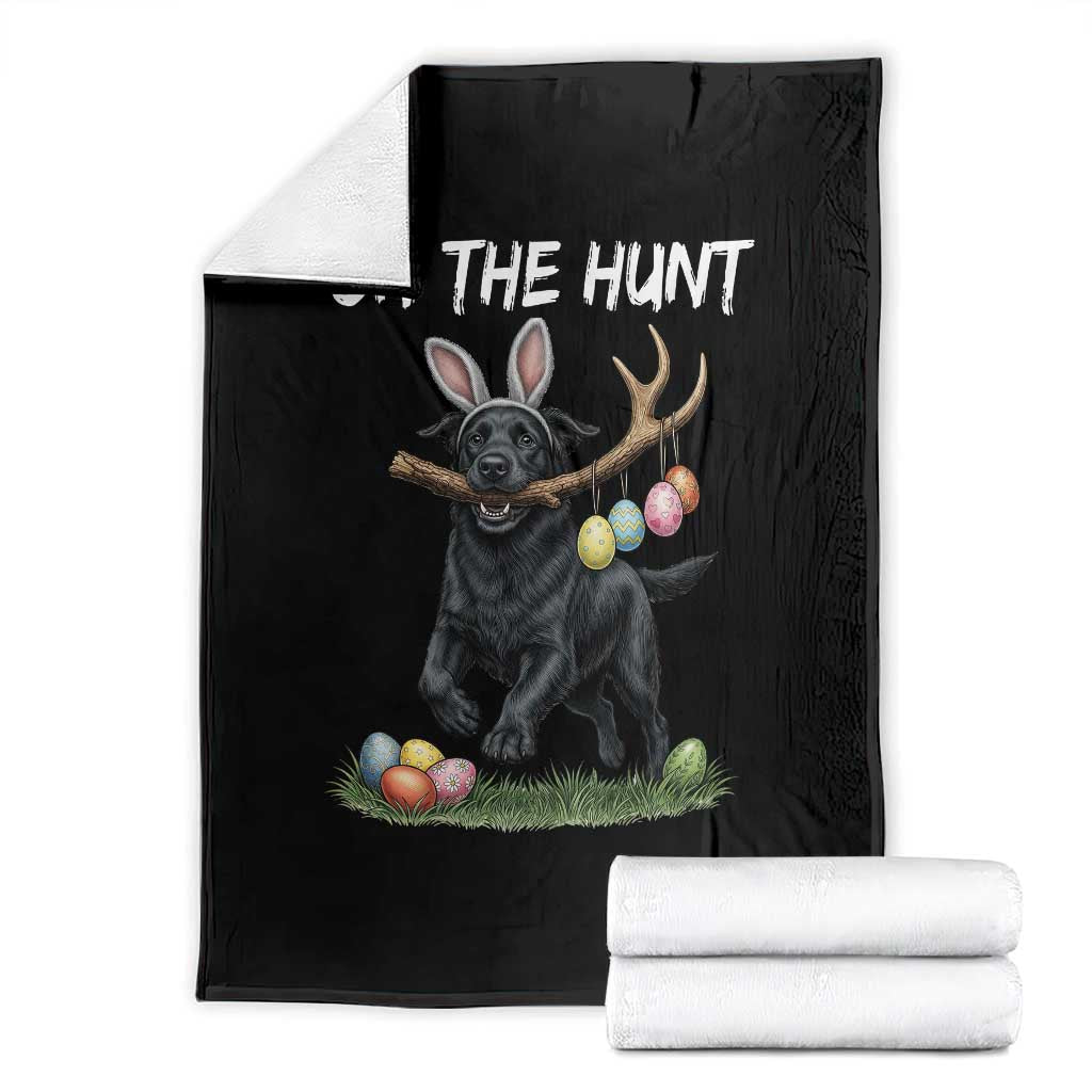 Funny Easter Hunting Dog Throw Blanket Labrador Bunny Ears On The Hunt TS12 Black Print Your Wear