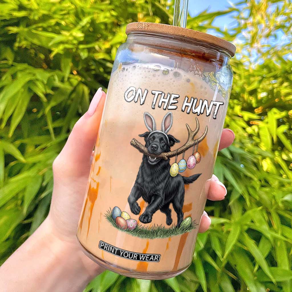 Funny Easter Hunting Dog Glass Can Labrador Bunny Ears On The Hunt TS12 Black Print Your Wear