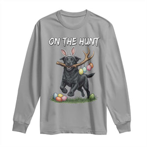 Funny Easter Hunting Dog Long Sleeve Shirt Labrador Bunny Ears On The Hunt TS12 Sport Gray Print Your Wear