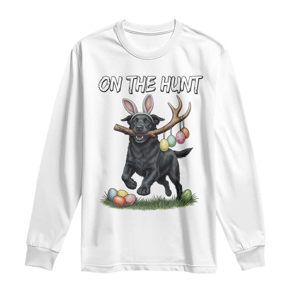 Funny Easter Hunting Dog Long Sleeve Shirt Labrador Bunny Ears On The Hunt TS12 White Print Your Wear