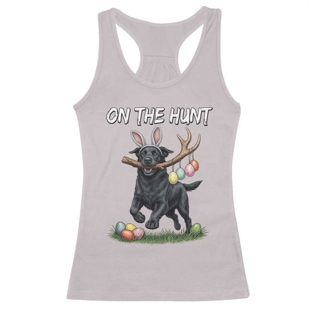 Funny Easter Hunting Dog Racerback Tank Top Labrador Bunny Ears On The Hunt TS12 Ice Gray Print Your Wear