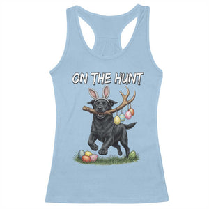 Funny Easter Hunting Dog Racerback Tank Top Labrador Bunny Ears On The Hunt TS12 Light Blue Print Your Wear