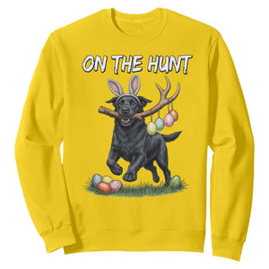 Funny Easter Hunting Dog Sweatshirt Labrador Bunny Ears On The Hunt TS12 Daisy Print Your Wear