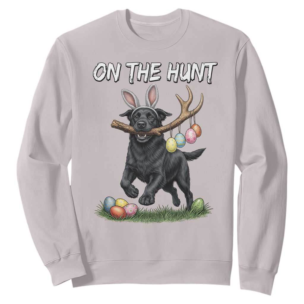 Funny Easter Hunting Dog Sweatshirt Labrador Bunny Ears On The Hunt TS12 Ice Gray Print Your Wear