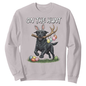 Funny Easter Hunting Dog Sweatshirt Labrador Bunny Ears On The Hunt TS12 Ice Gray Print Your Wear