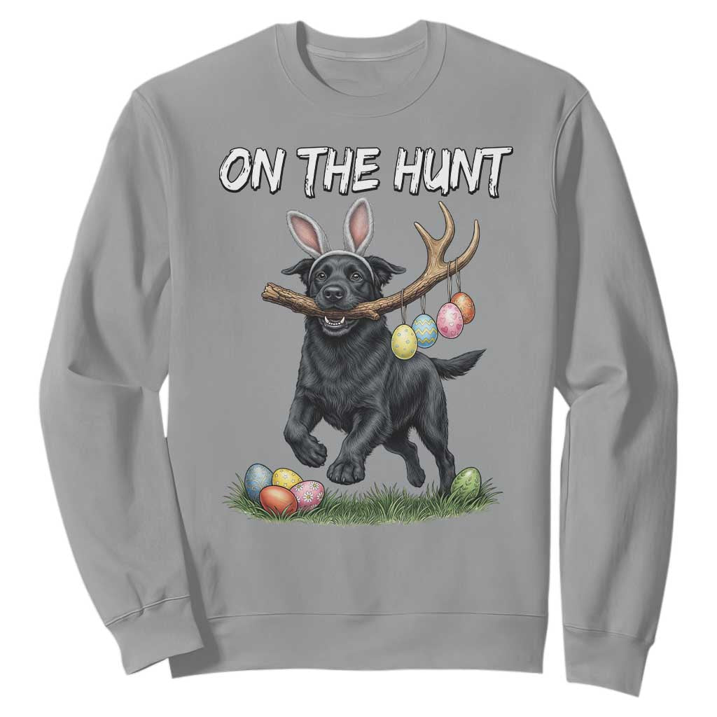 Funny Easter Hunting Dog Sweatshirt Labrador Bunny Ears On The Hunt TS12 Sport Gray Print Your Wear
