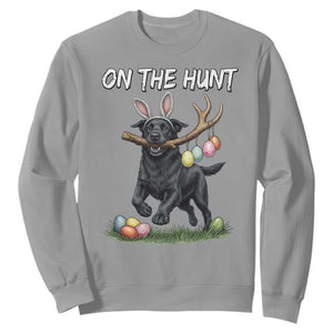 Funny Easter Hunting Dog Sweatshirt Labrador Bunny Ears On The Hunt TS12 Sport Gray Print Your Wear