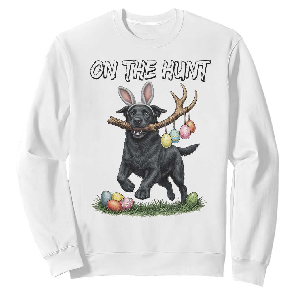Funny Easter Hunting Dog Sweatshirt Labrador Bunny Ears On The Hunt TS12 White Print Your Wear