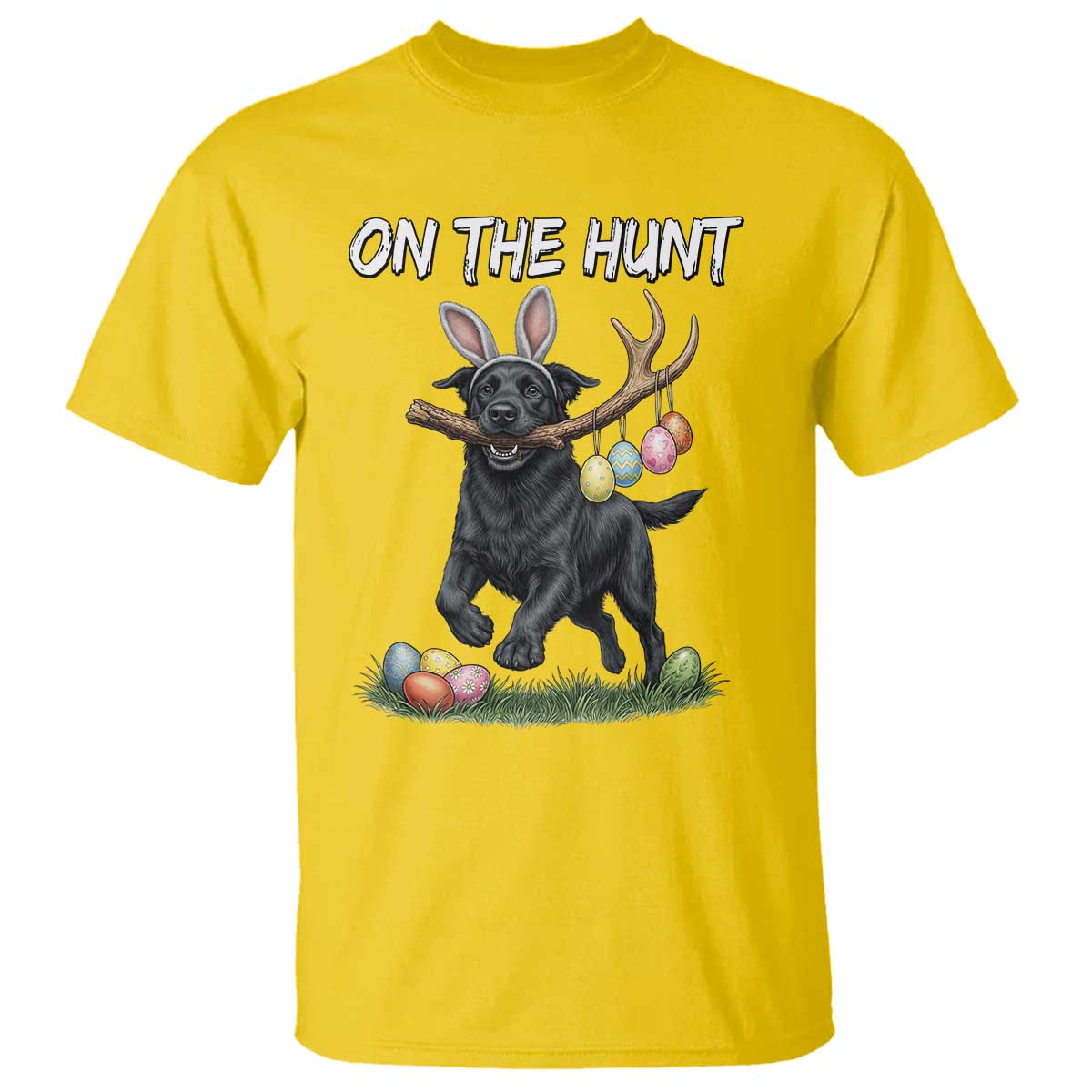 Funny Easter Hunting Dog T Shirt Labrador Bunny Ears On The Hunt TS12 Daisy Print Your Wear