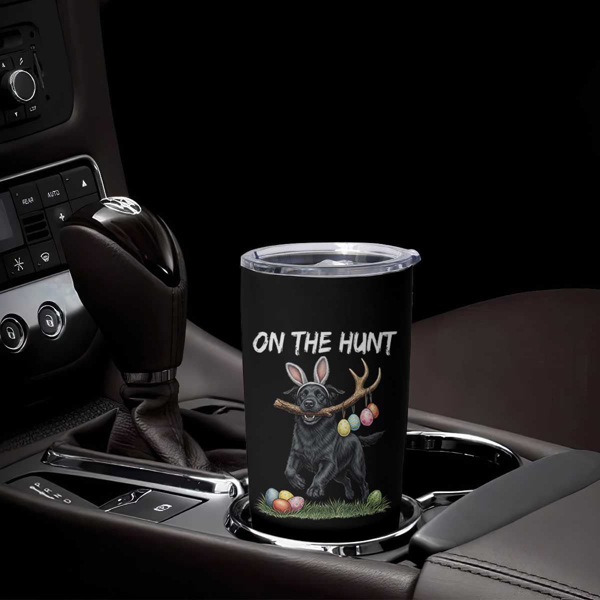 Funny Easter Hunting Dog Tumbler Cup Labrador Bunny Ears On The Hunt TS12 Print Your Wear