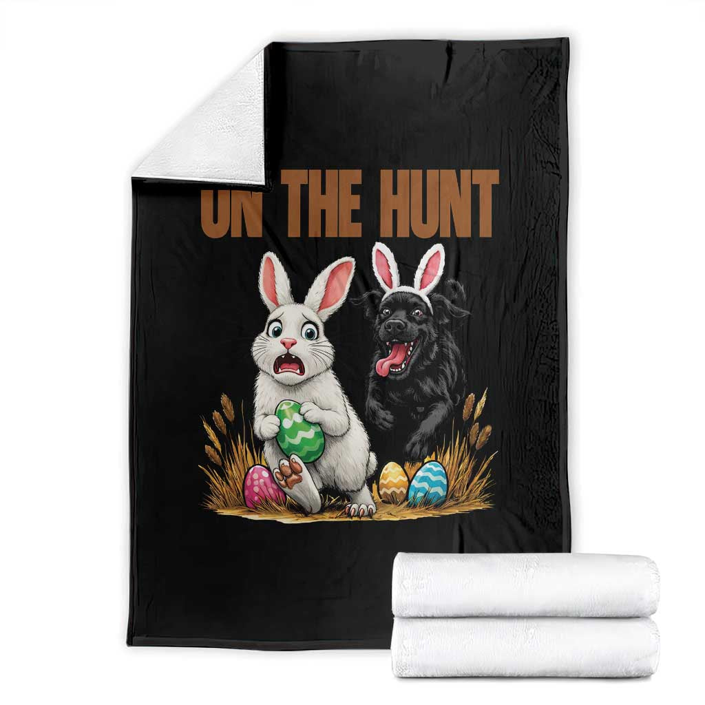 Funny Easter Labrador Bunny Ears Throw Blanket On The Hunt TS12 Black Print Your Wear
