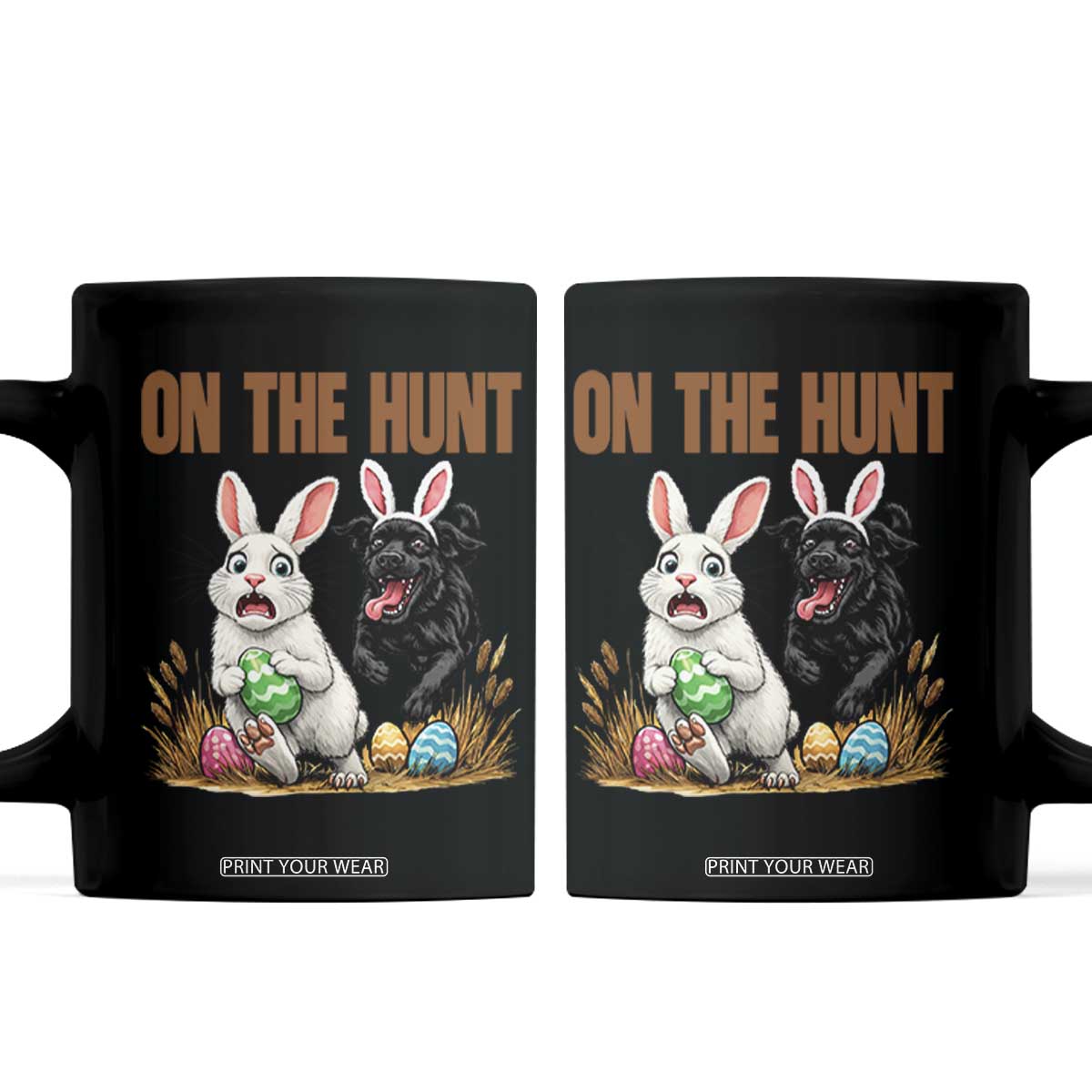 Funny Easter Labrador Bunny Ears Coffee Mug On The Hunt TS12 Black Print Your Wear