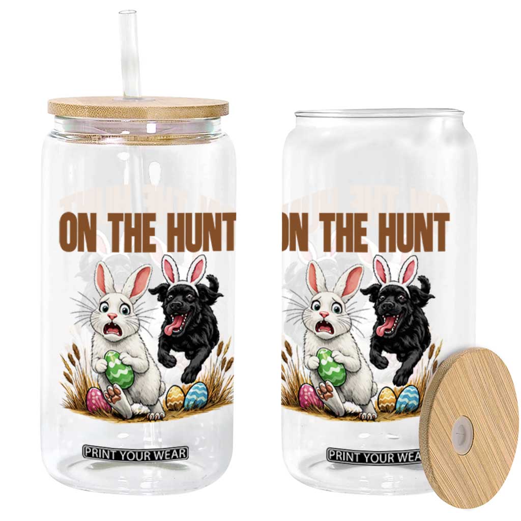 Funny Easter Labrador Bunny Ears Glass Can On The Hunt TS12 Print Your Wear