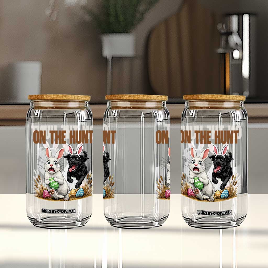 Funny Easter Labrador Bunny Ears Glass Can On The Hunt TS12 Print Your Wear