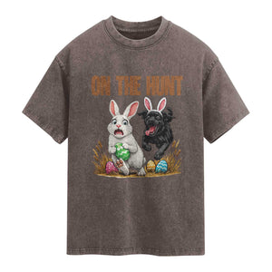 Funny Easter Labrador Bunny Ears Washed Cotton T-Shirt On The Hunt