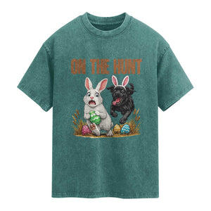 Funny Easter Labrador Bunny Ears Washed Cotton T-Shirt On The Hunt