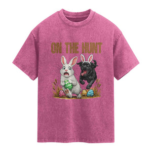 Funny Easter Labrador Bunny Ears Washed Cotton T-Shirt On The Hunt
