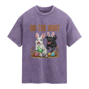 Funny Easter Labrador Bunny Ears Washed Cotton T-Shirt On The Hunt