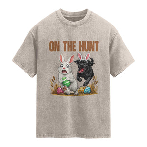 Funny Easter Labrador Bunny Ears Washed Cotton T-Shirt On The Hunt