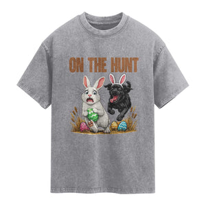 Funny Easter Labrador Bunny Ears Washed Cotton T-Shirt On The Hunt