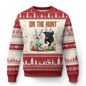 Funny Easter Labrador Bunny Ears Ugly Christmas Sweater On The Hunt TS12 Beige Red Print Your Wear