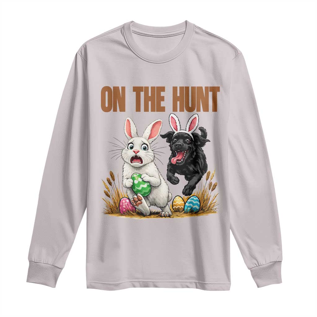 Funny Easter Labrador Bunny Ears Long Sleeve Shirt On The Hunt TS12 Ice Gray Print Your Wear