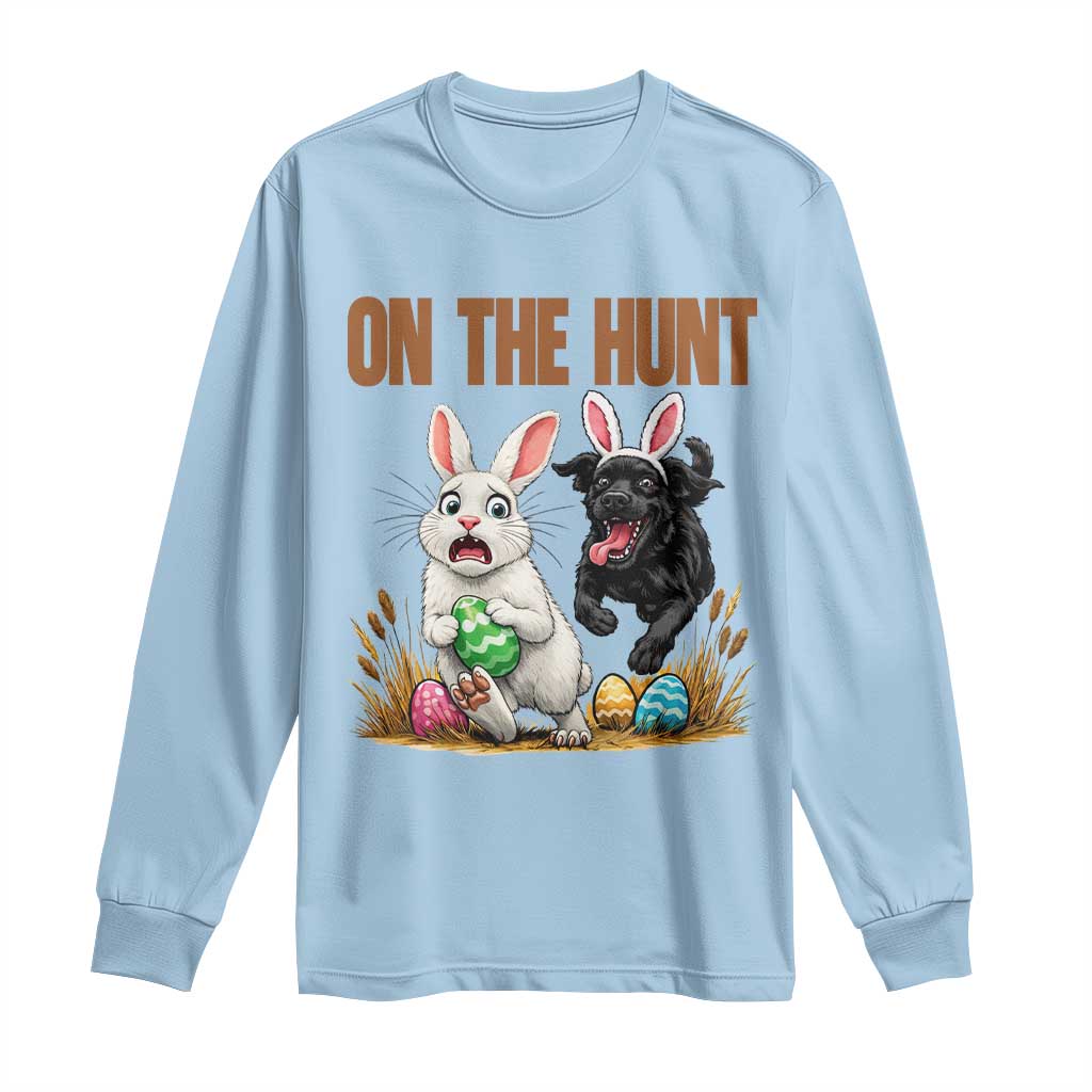 Funny Easter Labrador Bunny Ears Long Sleeve Shirt On The Hunt TS12 Light Blue Print Your Wear