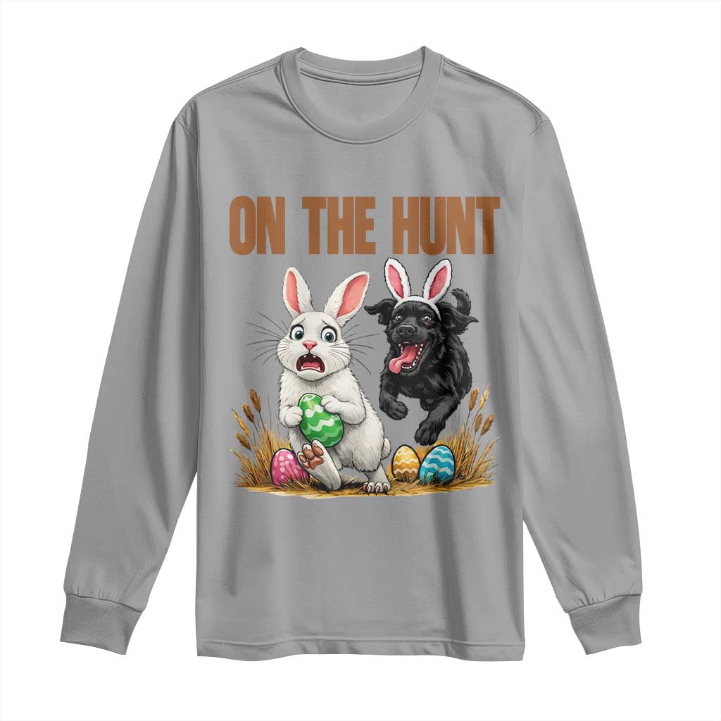 Funny Easter Labrador Bunny Ears Long Sleeve Shirt On The Hunt TS12 Sport Gray Print Your Wear