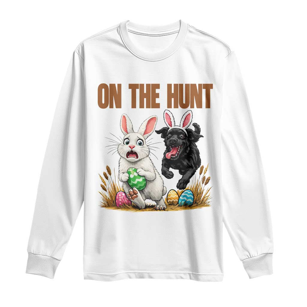 Funny Easter Labrador Bunny Ears Long Sleeve Shirt On The Hunt TS12 White Print Your Wear