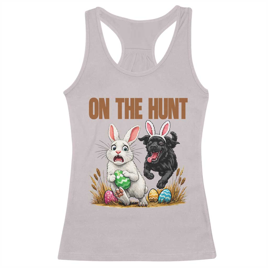 Funny Easter Labrador Bunny Ears Racerback Tank Top On The Hunt TS12 Ice Gray Print Your Wear