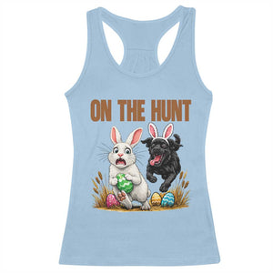 Funny Easter Labrador Bunny Ears Racerback Tank Top On The Hunt TS12 Light Blue Print Your Wear