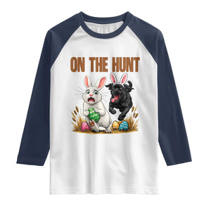 Funny Easter Labrador Bunny Ears Raglan Shirt On The Hunt TS12 White Navy Print Your Wear
