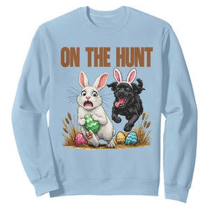 Funny Easter Labrador Bunny Ears Sweatshirt On The Hunt TS12 Light Blue Print Your Wear