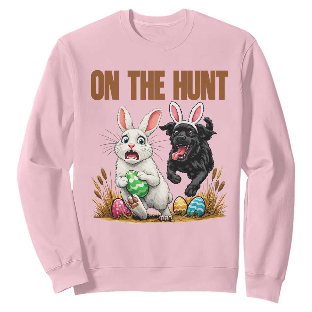 Funny Easter Labrador Bunny Ears Sweatshirt On The Hunt TS12 Light Pink Print Your Wear