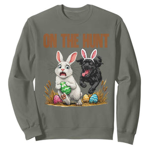 Funny Easter Labrador Bunny Ears Sweatshirt On The Hunt TS12 Military Green Print Your Wear