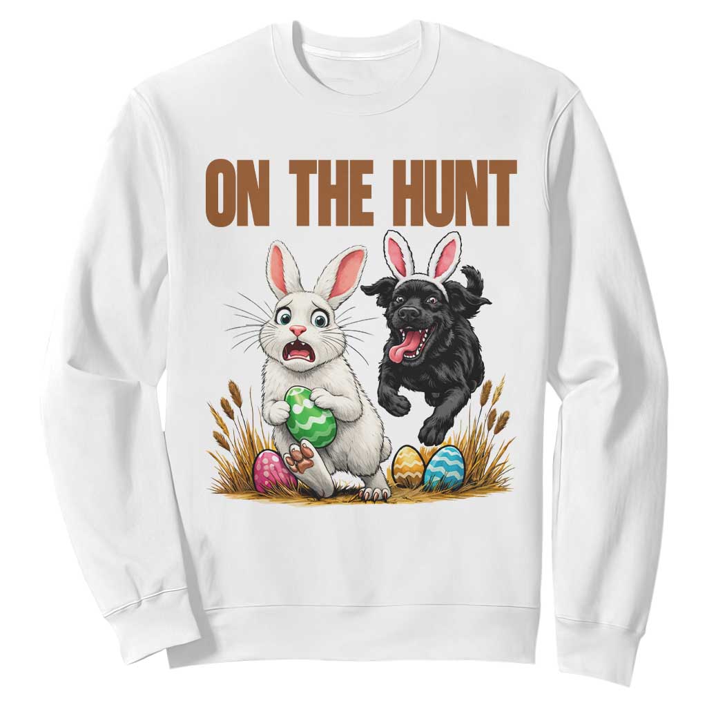 Funny Easter Labrador Bunny Ears Sweatshirt On The Hunt TS12 White Print Your Wear
