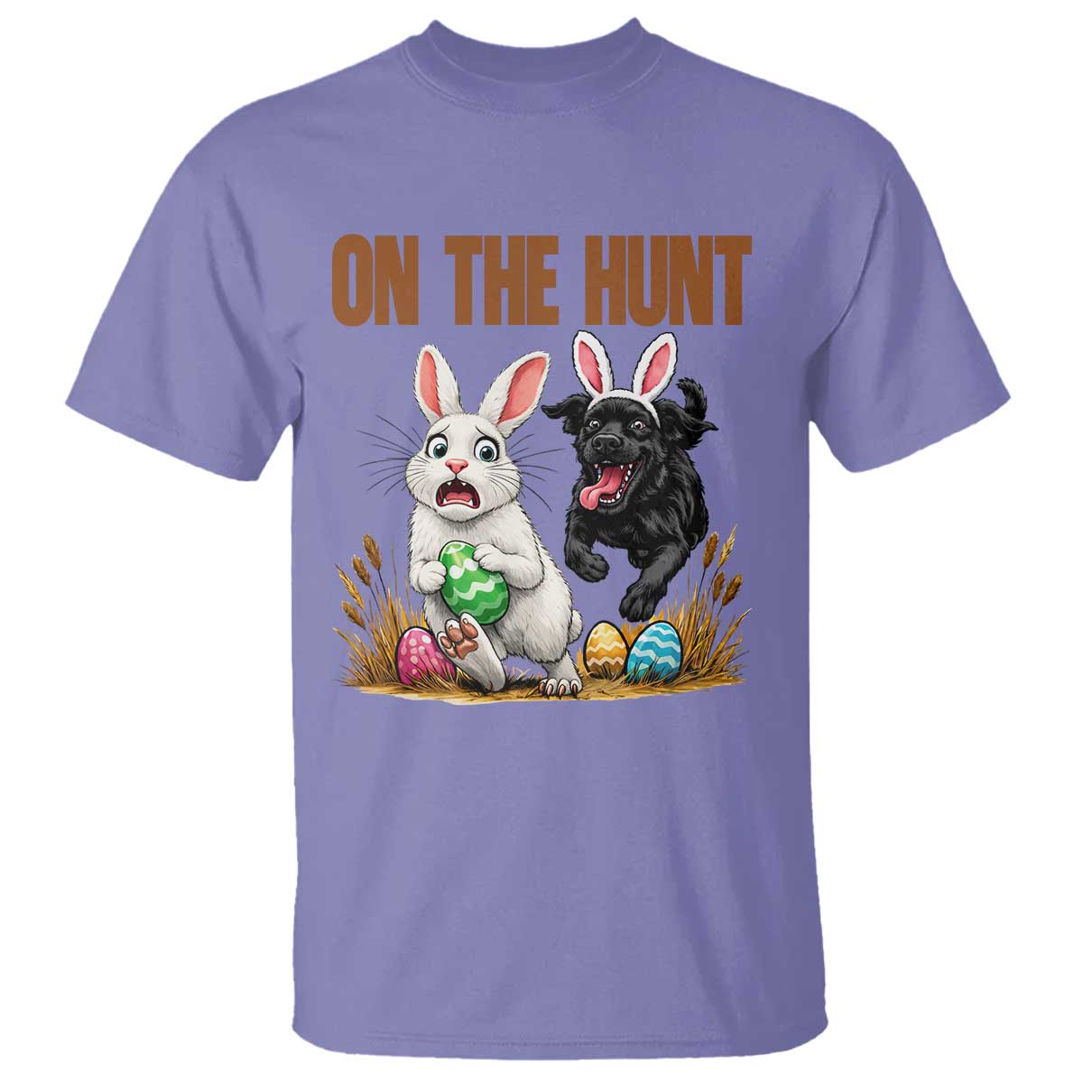 Funny Easter Labrador Bunny Ears T Shirt On The Hunt TS12 Violet Print Your Wear
