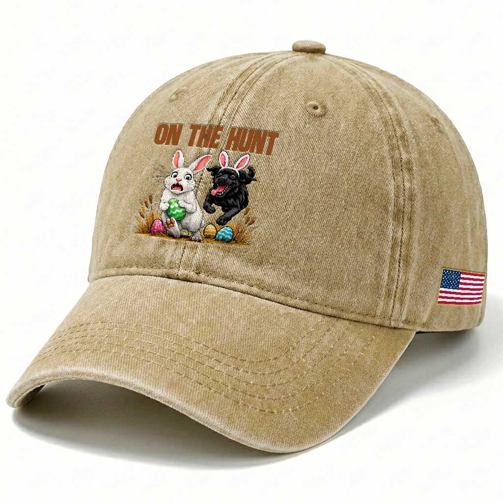 Funny Easter Labrador Bunny Ears Washed Cotton Baseball Cap On The Hunt TS12 Print Your Wear