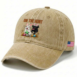 Funny Easter Labrador Bunny Ears Washed Cotton Baseball Cap On The Hunt TS12 Print Your Wear