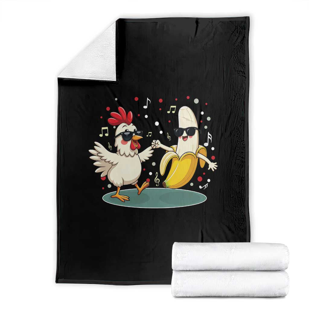 Funny Banana Chicken Dance Throw Blanket Chaos Dance Meme Graphic TS12 Black Print Your Wear