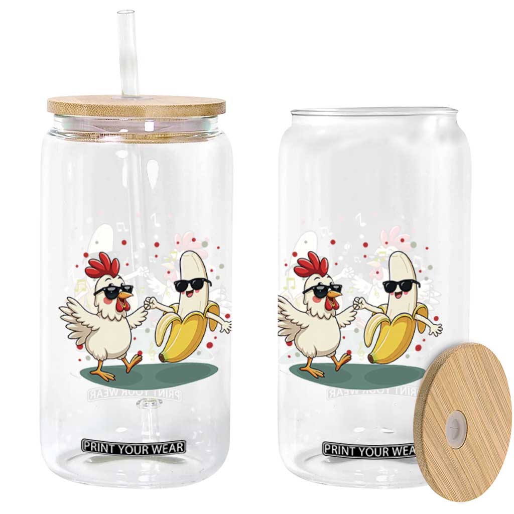 Funny Banana Chicken Dance Glass Can Chaos Dance Meme Graphic TS12 Print Your Wear