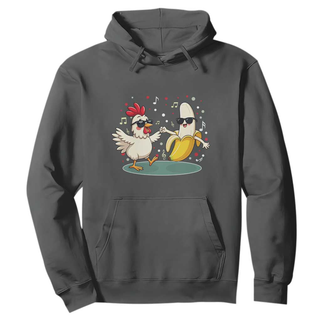 Funny Banana Chicken Dance Hoodie Chaos Dance Meme Graphic TS12 Dark Heather Print Your Wear