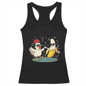 Funny Banana Chicken Dance Racerback Tank Top Chaos Dance Meme Graphic TS12 Black Print Your Wear