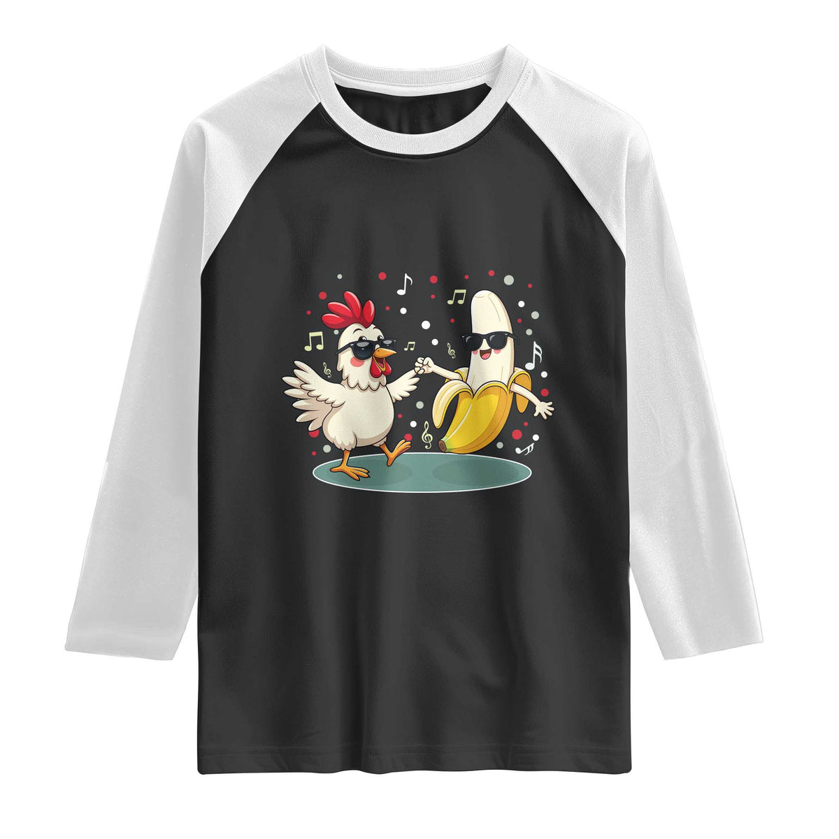 Funny Banana Chicken Dance Raglan Shirt Chaos Dance Meme Graphic TS12 Black White Print Your Wear