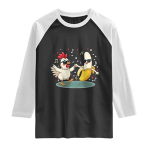 Funny Banana Chicken Dance Raglan Shirt Chaos Dance Meme Graphic TS12 Black White Print Your Wear