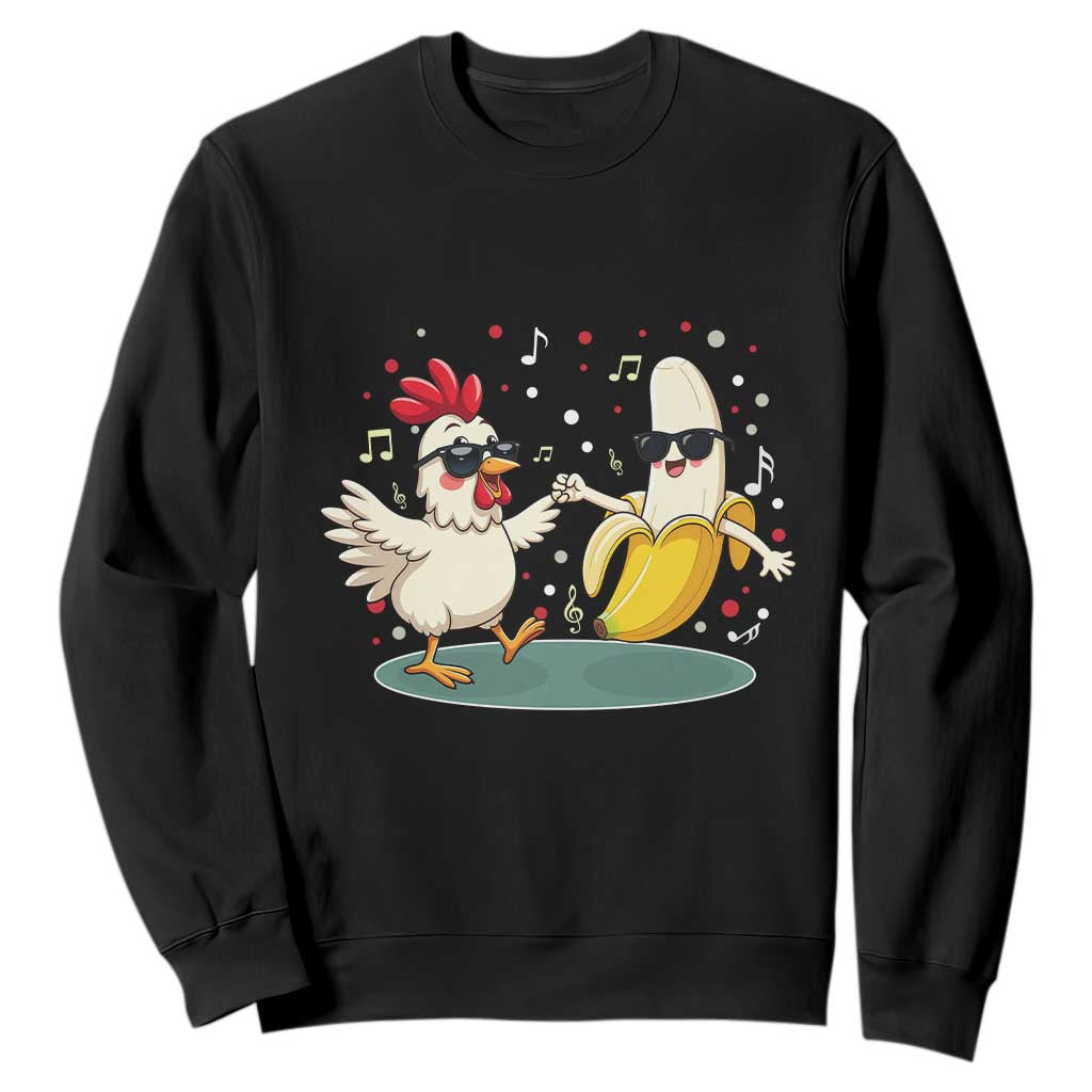 Funny Banana Chicken Dance Sweatshirt Chaos Dance Meme Graphic TS12 Black Print Your Wear