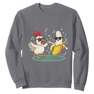 Funny Banana Chicken Dance Sweatshirt Chaos Dance Meme Graphic TS12 Charcoal Print Your Wear