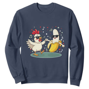 Funny Banana Chicken Dance Sweatshirt Chaos Dance Meme Graphic TS12 Navy Print Your Wear